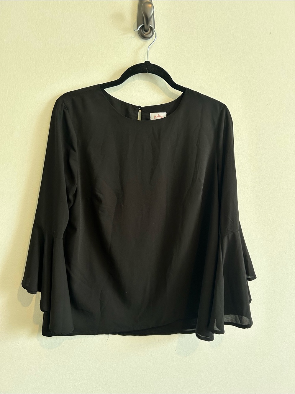Pixley Black Ruffle Bell Sleeve Blouse Size M